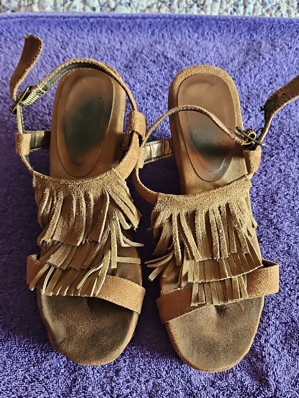 Suede Fringe Wedge Size 7